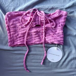 NWT pink tie halter or strapless top